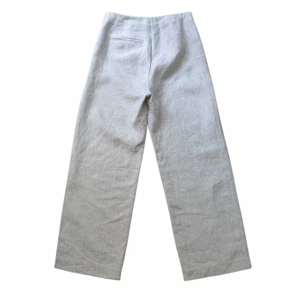 REFORMATION NWT JONI LINEN CROPPED PANT IN OATMEAL. - Picture 6 of 7